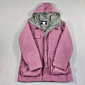 Lands End Jacket Womens S Pink Wool Lined Nylon Hooded Parka MADE IN USA VTG 80s